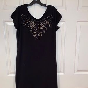 Crazy Line black floral design tight dress